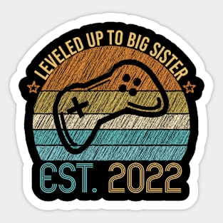 Funny Leveling Up To Big Sister 2022 Gift Retro Video Games Design Sticker